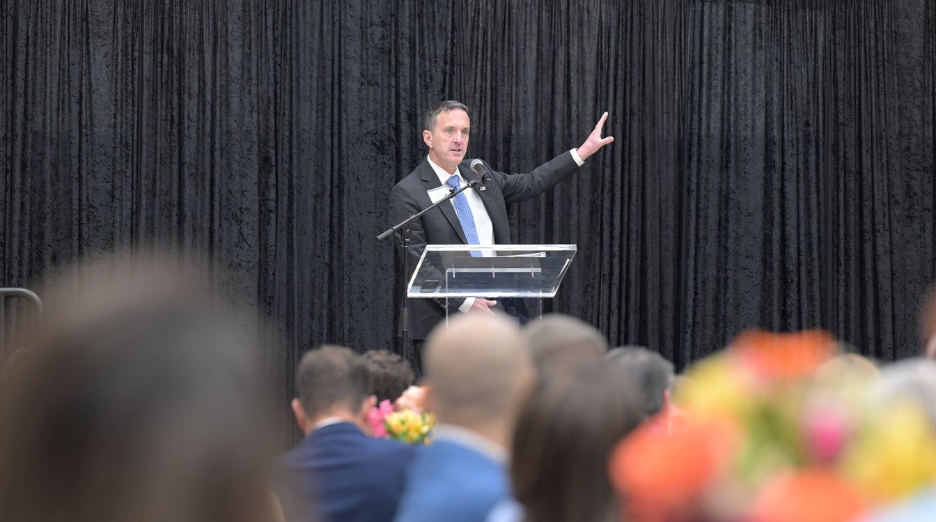 Dr. Jeff Potts speaking during the Next Step Fundraising Breakfast